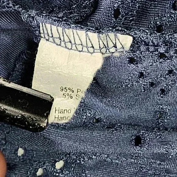 W5 Woman Navy Blue Sleeveless Top M Anthropologie Shirt Lace Fabric Ruffle - Picture 13 of 13